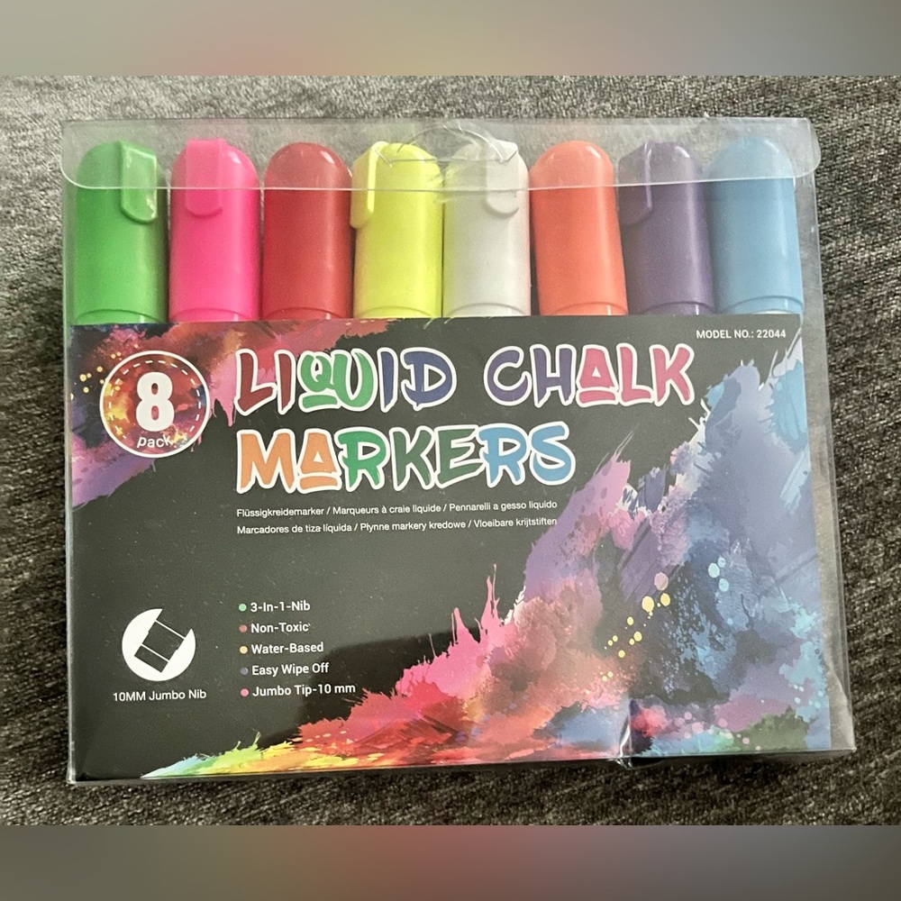 Liquid Chalk Markers Set - 8 Pack - Assorted Colors